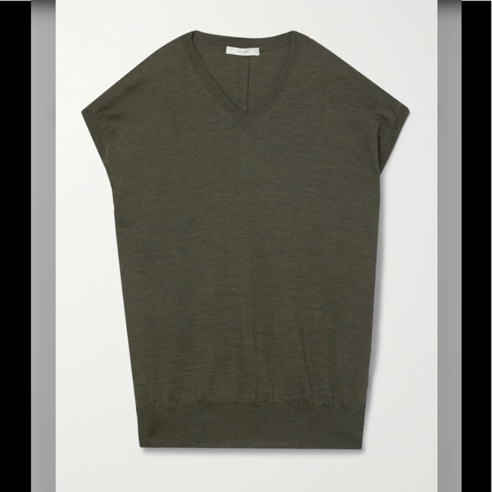 The Row 100% Merino Wool Vest Down Top Deep Moss s2. - Picture 9 of 16